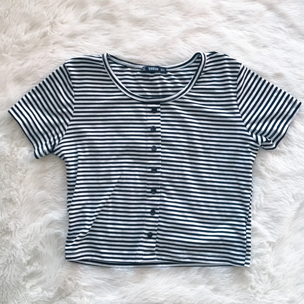 SHEIN striped button up top - Picture 1 of 5